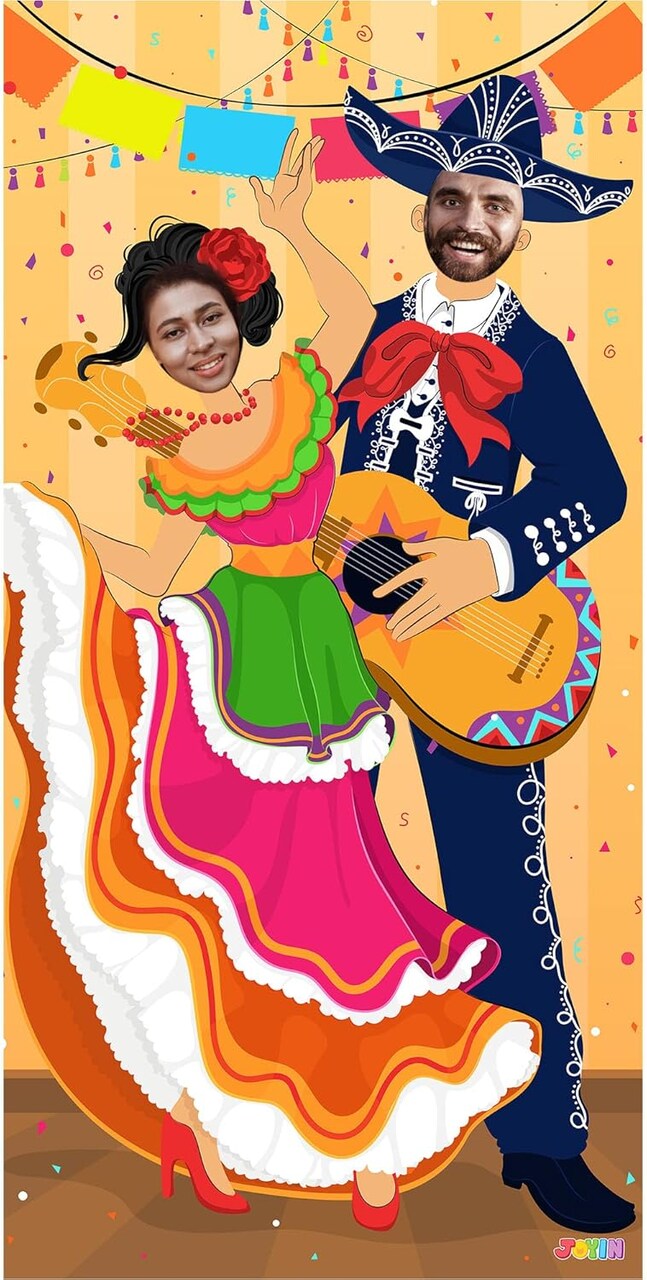 Cinco de Mayo Fiesta Couple Photo Door Banner – Mexican Party Photo Booth Backdrop